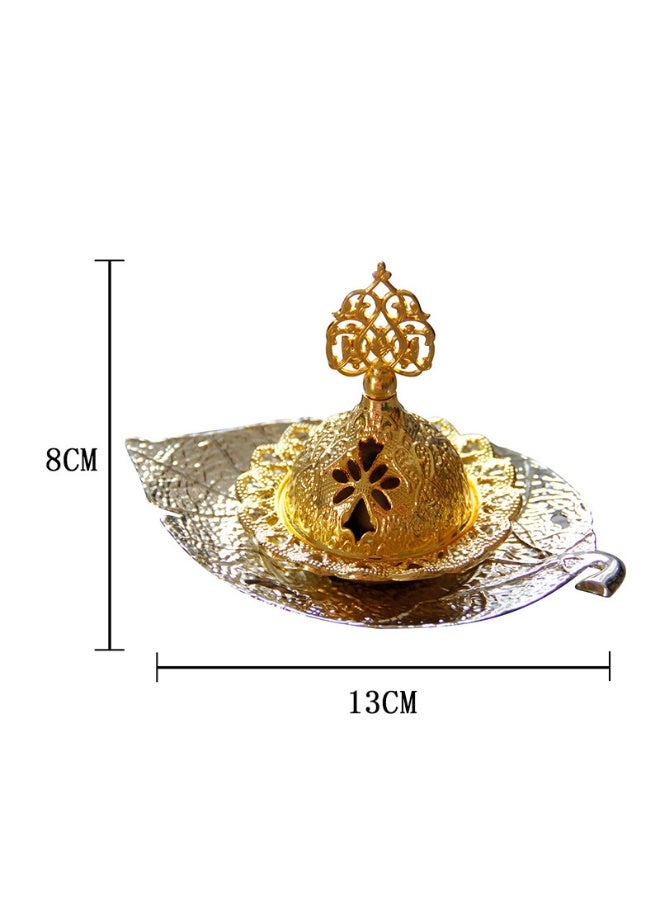 Color and fragrance burner with a hand-held metal European-style leaf-shaped tray for aroma diffusion