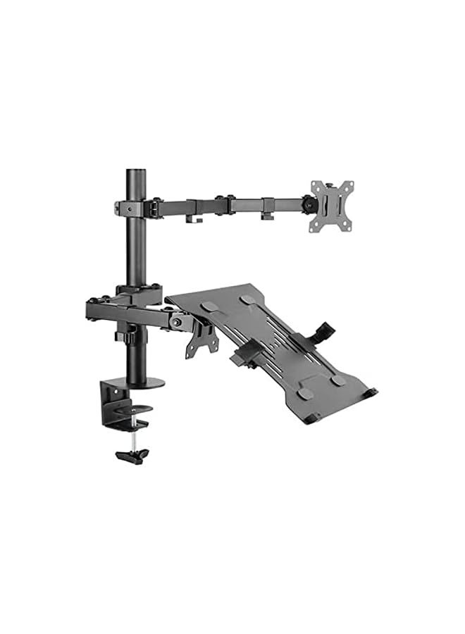 erorex Monitor Desk Mount with Laptop Holder, Articulating Single Arm LED/LCD Monitor Desk Mount, Adjustable Laptop Mount, Matte Black. - Image 1