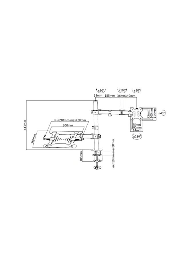 erorex Monitor Desk Mount with Laptop Holder, Articulating Single Arm LED/LCD Monitor Desk Mount, Adjustable Laptop Mount, Matte Black. - Image 5