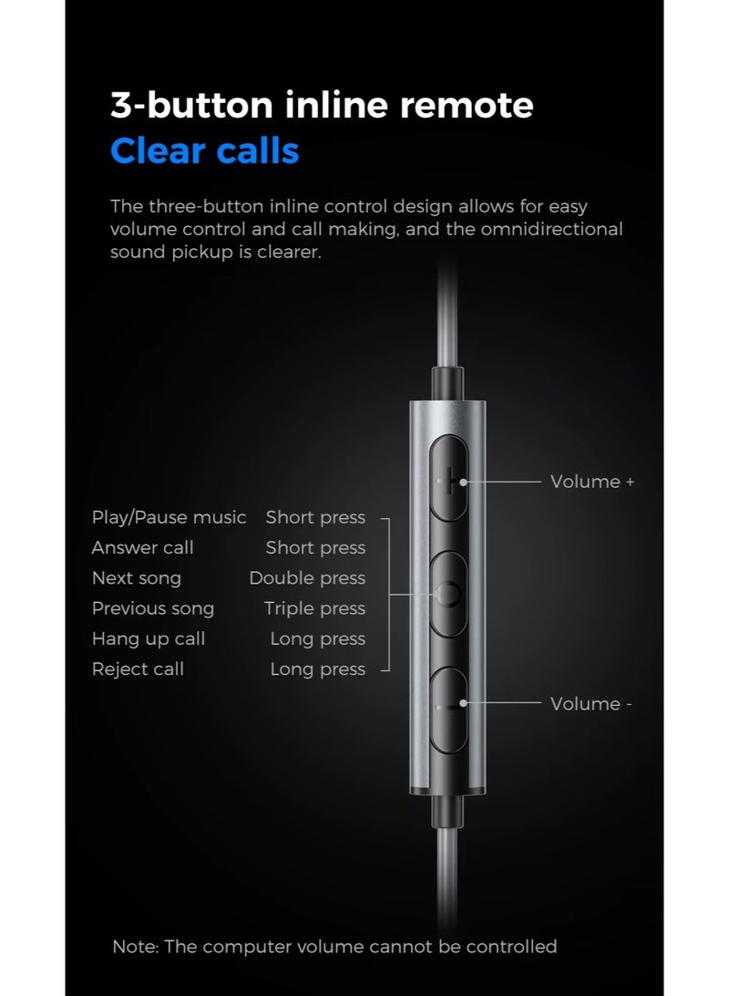 PLEXTONE G18 Gaming Earphones, 3.5mm Screw, In-Ear Gaming Headset with Microphone, 4 Gaming Effects, Durable Tangle-Free Cable, Gray Color - Image 3