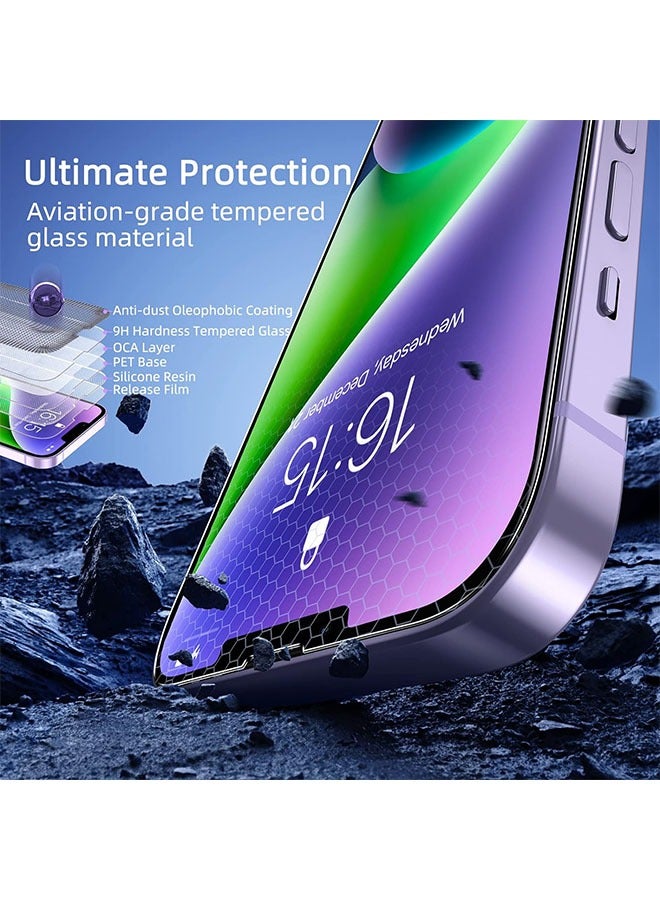3 pcs Screen Protector for iPhone 14 [6.1 Inch] Display Tempered Glass Film with Easy Installation, Ultra HD, 9H Hardness, Scratch Resistant - Image 4