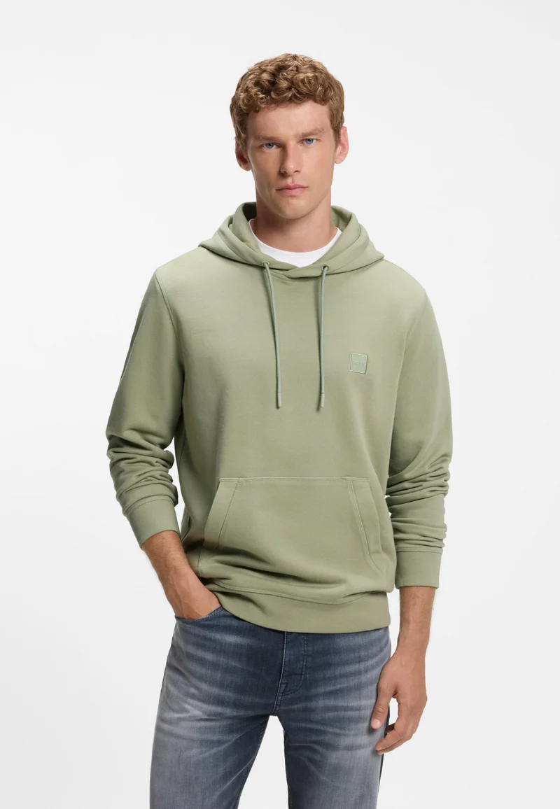 BOSS Cotton-terry hoodie with logo patch