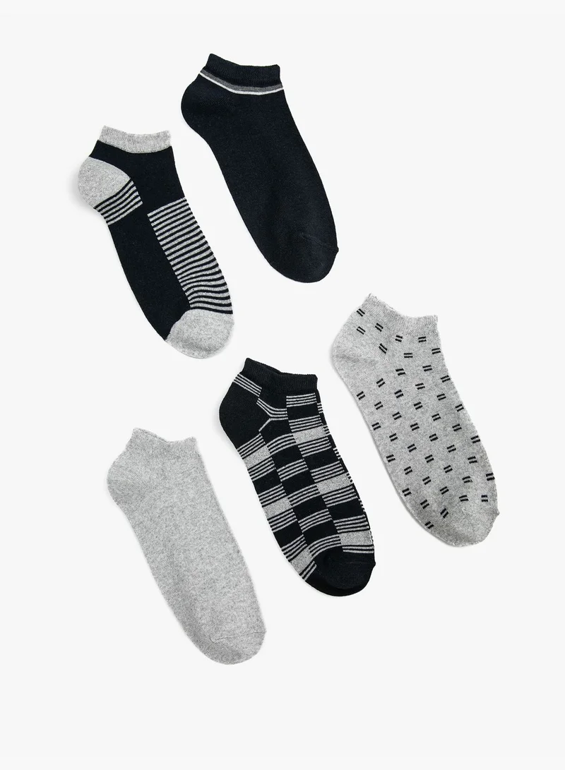 KOTON 5-Pack Bootie Socks Set Geometric Detailed