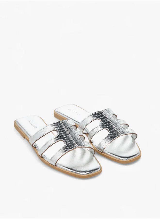 Celeste Women's Textured Cut-Out Detail Slip-On Flat Sandals
