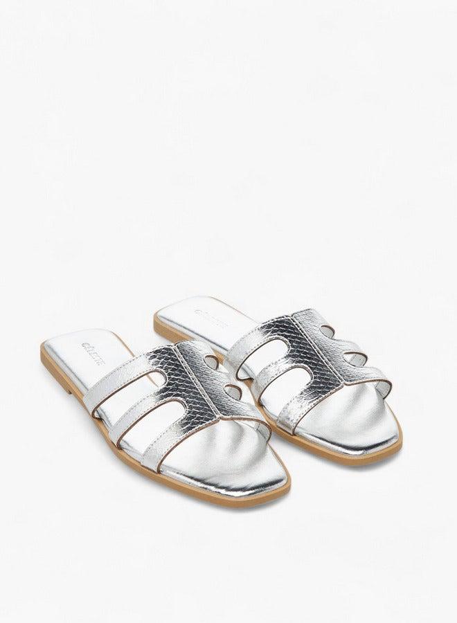 سيليست صنادل مسطحة نسائية بنقوش مقصوصة - Image 3