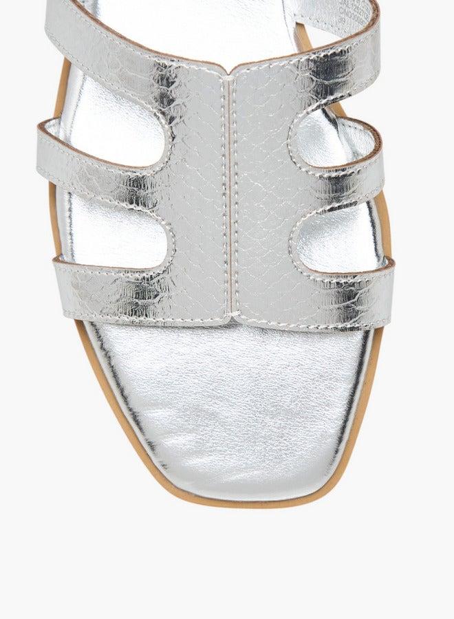 سيليست صنادل مسطحة نسائية بنقوش مقصوصة - Image 4