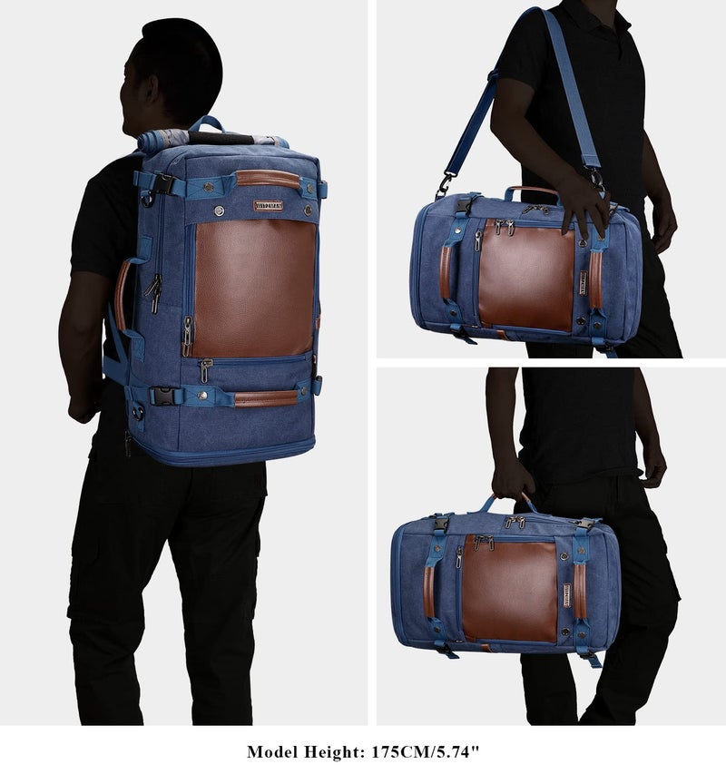 WITZMAN Travel Backpack for Men Women Carry on Luggage Backpack Canvas Rucksack Duffel bag with Shoe Compartment（A2021 big size Blue） - Image 3
