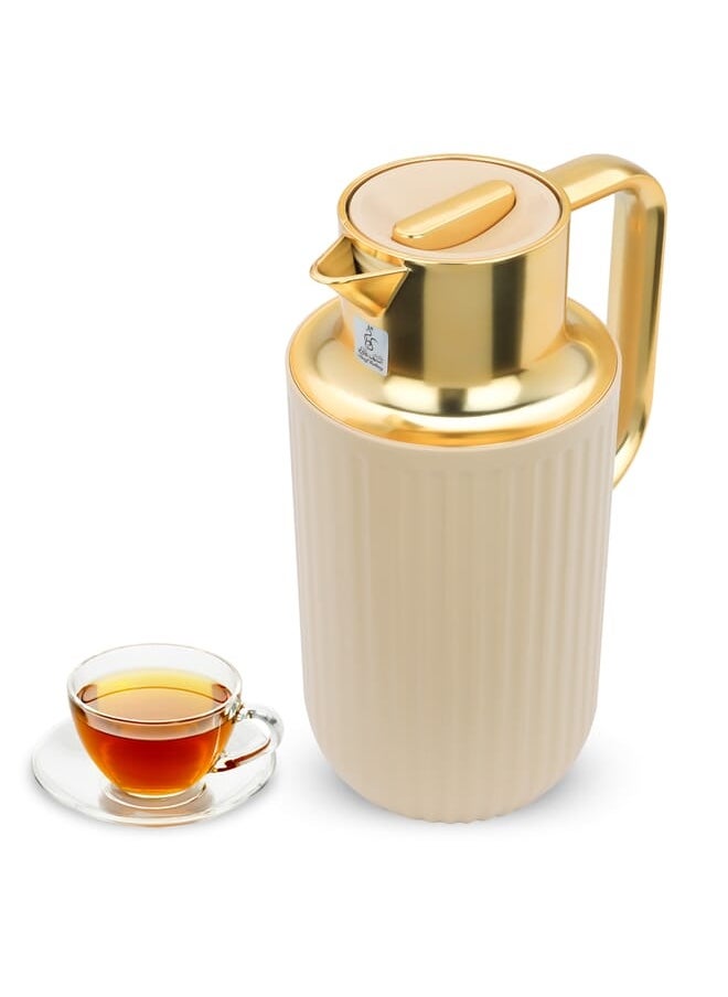 Everest Everest Laura Beige Thermos With Golden Handle, 1.6L  - Image 1