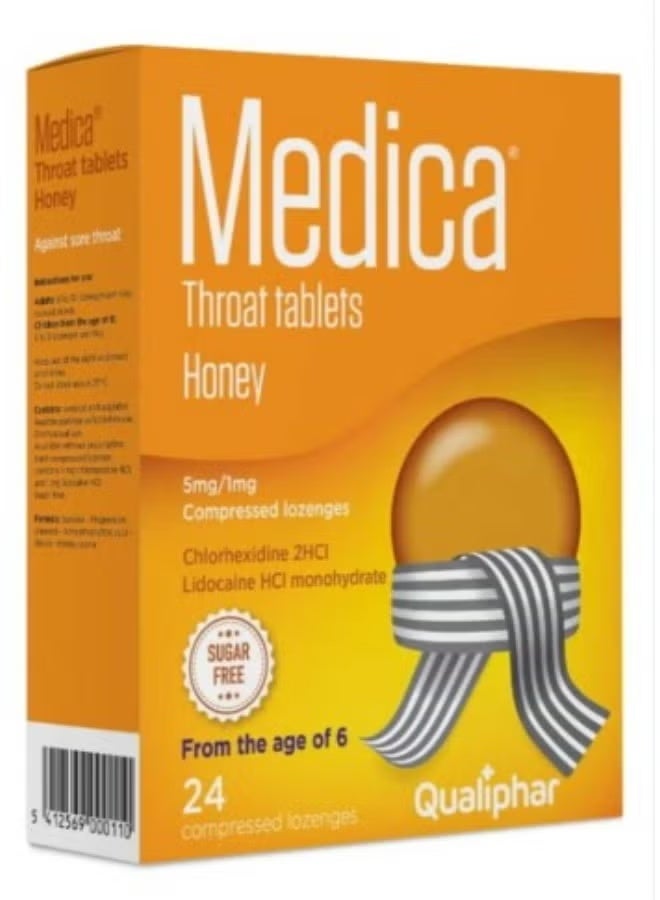 Medica Throat Tablets Honey Lozenges – Pack of 24 – Soothes Sore Throat & Cough - Image 1