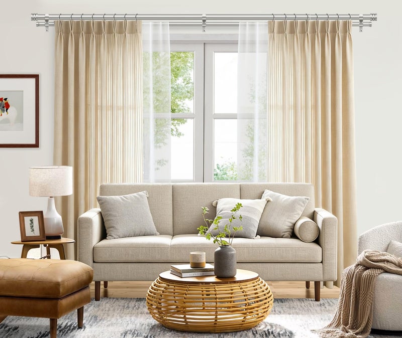 TONIAL1 Inch Double Curtain Rods for Windows 48 to 84 Inches, Heavy Duty Decorative Drapery Rod 32 to 86 Inches with Classic Cap Finial, Antique Silver - Image 2