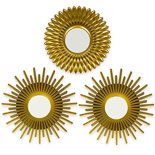 BONNYCO Gold Mirrors for Wall Pack of 3 Round Wall Mirrors Bedroom Room and Home Decor Espejos Decorativos de Pared Sala Dormitorio Modern Minimalist Decor Vintage and Chic Gifts for Women Mums - Image 1