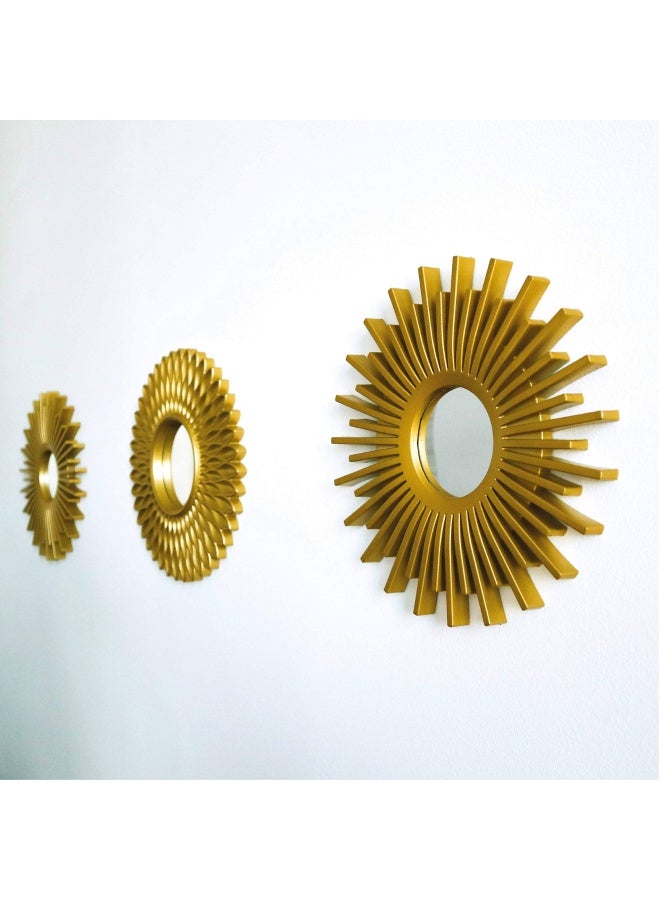 BONNYCO Gold Mirrors for Wall Pack of 3 Round Wall Mirrors Bedroom Room and Home Decor Espejos Decorativos de Pared Sala Dormitorio Modern Minimalist Decor Vintage and Chic Gifts for Women Mums - Image 3
