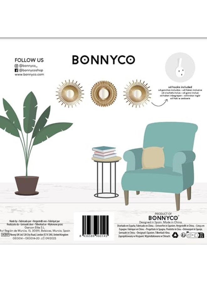 BONNYCO Gold Mirrors for Wall Pack of 3 Round Wall Mirrors Bedroom Room and Home Decor Espejos Decorativos de Pared Sala Dormitorio Modern Minimalist Decor Vintage and Chic Gifts for Women Mums - Image 5