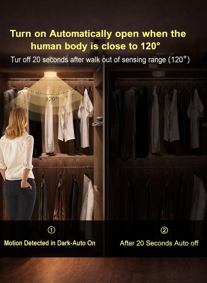 Fullight Motion Sensor Night Light, Rechargeable 8-LED Cabinet Light with USB Cable, Magnetic & Cordless for Kitchen, Drawers, Bookshelf – Yellow/White - Image 4