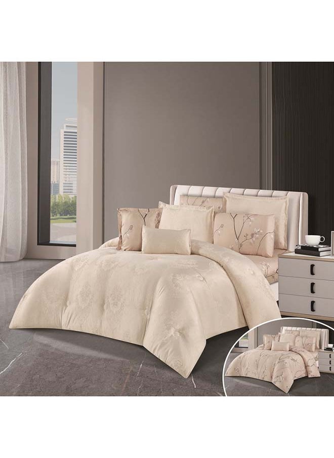 Hours Hours Comforter Set With A Durable And Soft Jacquard Fabric And A Modern And Distinctive Pattern That Satisfies All Tastes, 8 Pieces, King Size 