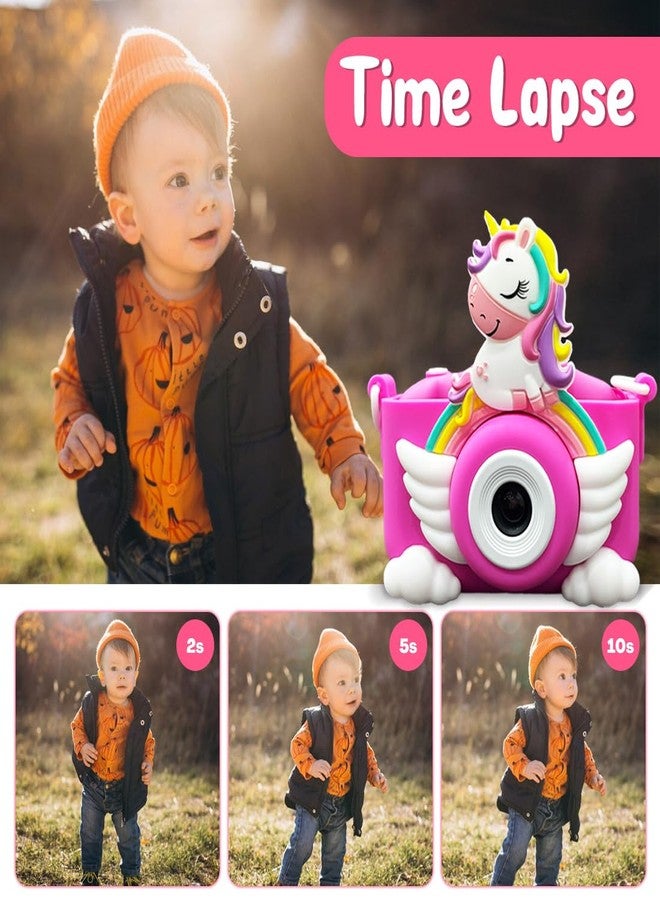 Wembley Kids Camera 3+ Year Old Girl Gift 32GB SD Card 1080P HD Video Adorable Selfie Unicorn Digital Toddler Camera for Kids Toys Boys Birthday Gift for 3-12 Years Old Girls - Pink - Image 5