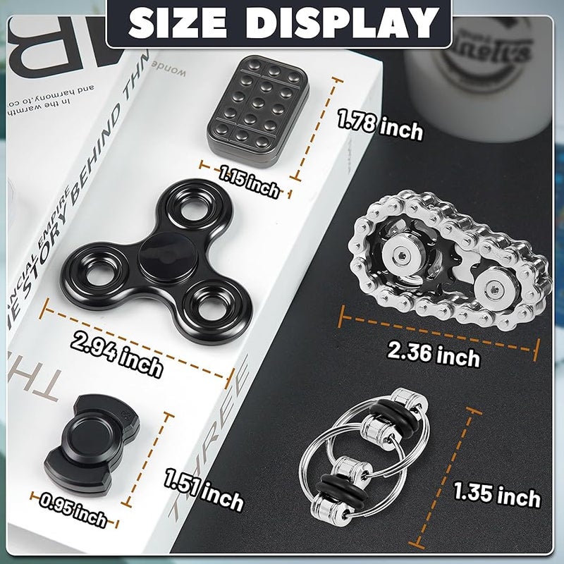 Chilvil 5 Pcs Fidget Toys Adults & Teen Metal Fidgets Spinner Easter Basket Stuffers for Teen Boys Magnetic Slider Cool Gadgets Office Desk Toy Stress Relief Sensory Items for Autism ADHD Anxiety Gifts - Image 2