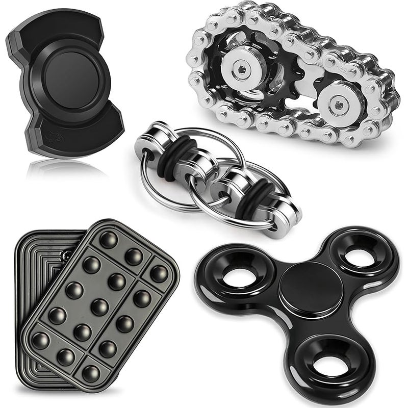 Chilvil 5 Pcs Fidget Toys Adults & Teen Metal Fidgets Spinner Easter Basket Stuffers for Teen Boys Magnetic Slider Cool Gadgets Office Desk Toy Stress Relief Sensory Items for Autism ADHD Anxiety Gifts - Image 1