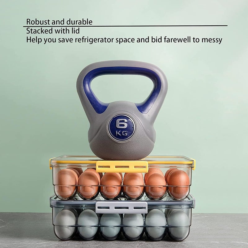 bosig Egg Organizer Box Egg Organizer ContainerPortable Egg CasePlastic Egg Container Egg Holder Egg Storage Bin Stackable Egg Storage Containers Clear Egg Tray Storage BoxWith Lid18 Grid - Image 2
