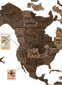 Enjoy The Wood 3D World Map | World Map with Countries | Wall Art for Home and Office | Wall Decor for Living Room | Wood Art | Dark Walnut Design  - Image 2