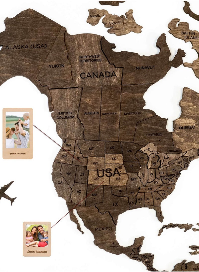 Enjoy The Wood - 3D World Map | World Map with Countries | Wall Art for Home and Office | Wall Decor for Living Room | Wood Art | Dark Walnut Design - Image 1