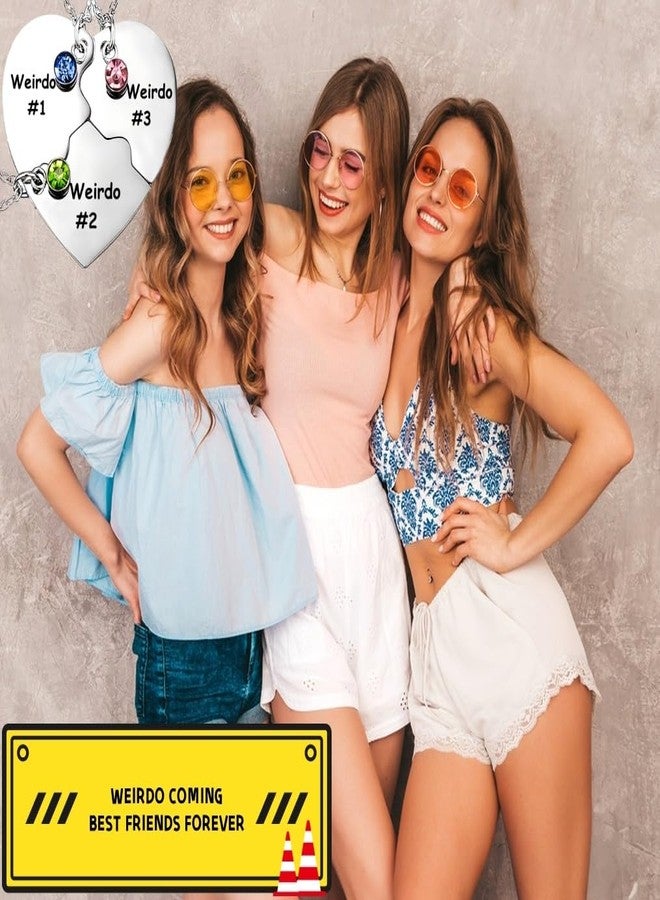 Lezmoii Friendship Necklace Matching Weirdo Heart Pendant Best Friend Necklace for 3 Women BFF Necklace Jewelry Gifts (Weirdo 3) - Image 2