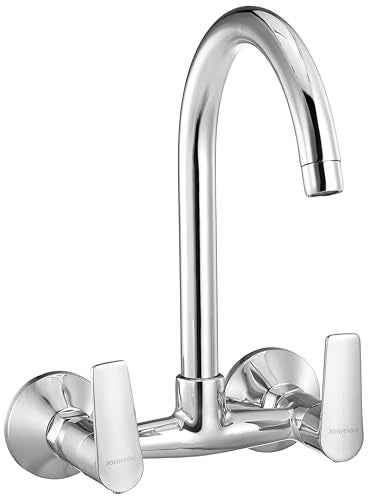 Johnson Bathrooms Johnson Arctic Wall Mounted Goose Neck Sink Mixer| Precise Control of Hot & Cold Water | Compact Sleek and Stylish| Faucet for Modern Kitchen| 10 Years Warranty - Image 1