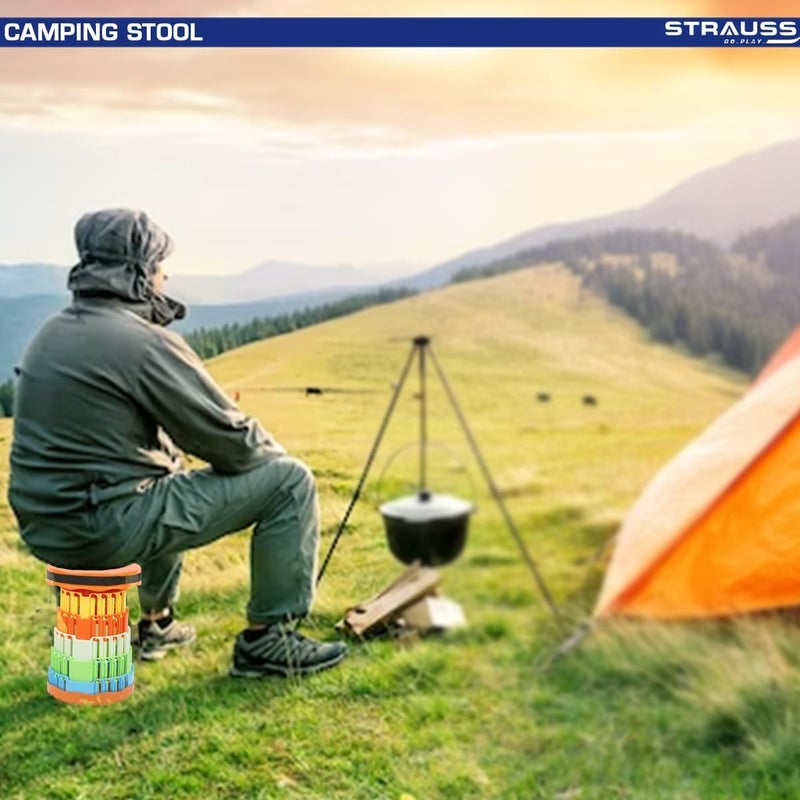 RAMPKD Plastic Portable Adjustable Foldable Stool for Indoor Outdoor Camping Picnic Gardening Travel Heavy Quality Material Rainbow Color 15 Cm 10 Cm Multicolor - Image 2