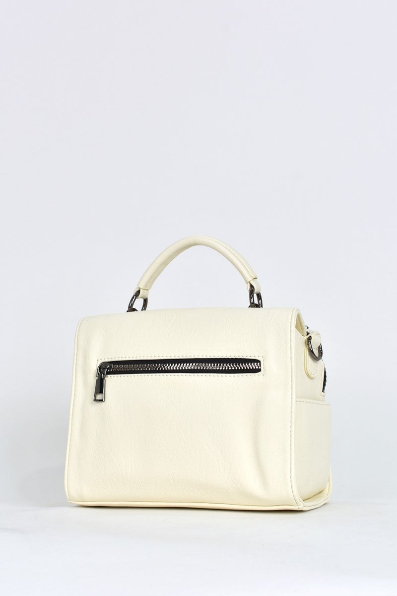 Elatae Women's Soft Leather Daily Shoulder Strap Hand Bag White 17350  - Image 4