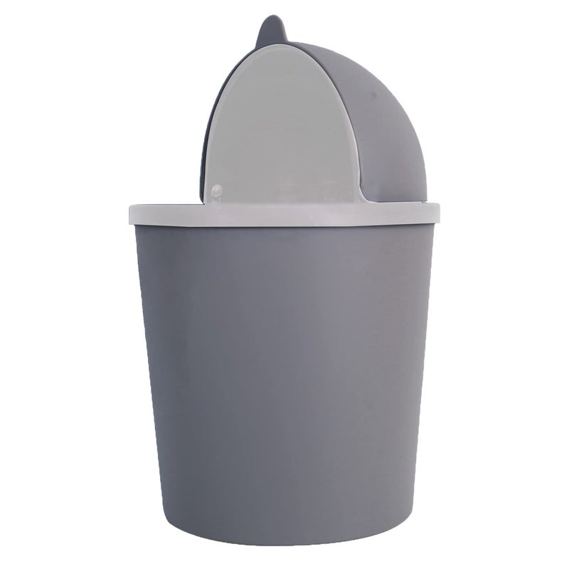 Kuber Industries Table Dustbin|Plastic Swinging Lid Waste Storage Garbage Bin|Desktop Trash Can For Study Table, Office(Gray) - Image 4