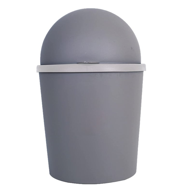 Kuber Industries Table Dustbin|Plastic Swinging Lid Waste Storage Garbage Bin|Desktop Trash Can For Study Table, Office(Gray) - Image 2