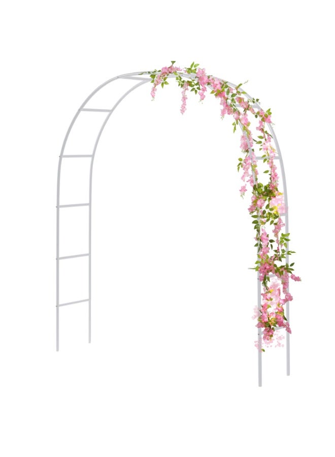 قوس حديقة معدني - دعامة تعريشة للنباتات المتسلقة، قوس ودعامة نباتات لتزيين حفلات الزفاف والمناسبات في الحدائق الخارجية، قوس زينة للحديقة خفيف الوزن للحفلات والزفاف، أبيض - Image 1