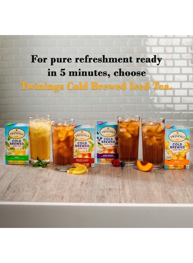 Twinings Cold Brewed Iced Tea Bags, Peach - Ready in 5 Minutes, Flavoured Black Tea Cold Brew Bags, Caffeinated, Unsweetened, 20 Count - Image 4