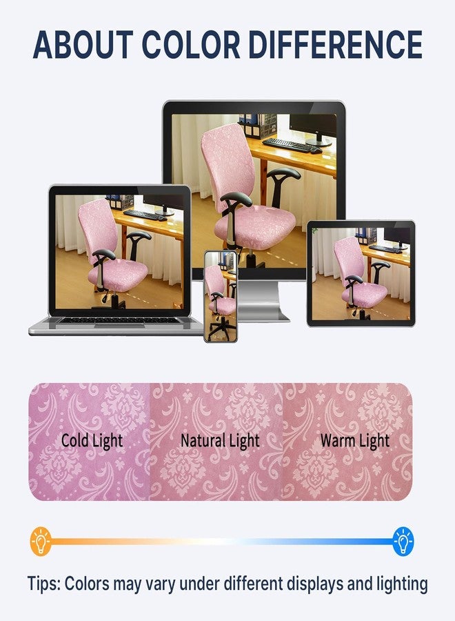 FORCHEER Split Office Chair Covers 2 Pieces Stretch Pink Velvet Separated Desk Chair Slipcover for Backrest and Seat Washable - Image 4