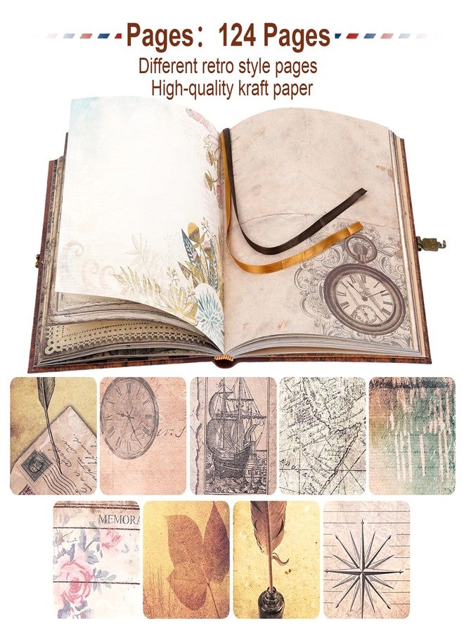 Tpudn My Adventure Book Scrapbook 124 Pages Retro Style Embossed Photo Album,DIY Handmade Memory Travel Diary Photo Scrapbook for Couples,Anniversary,Wedding,Valentines Day Gifts(Brown) - Image 3