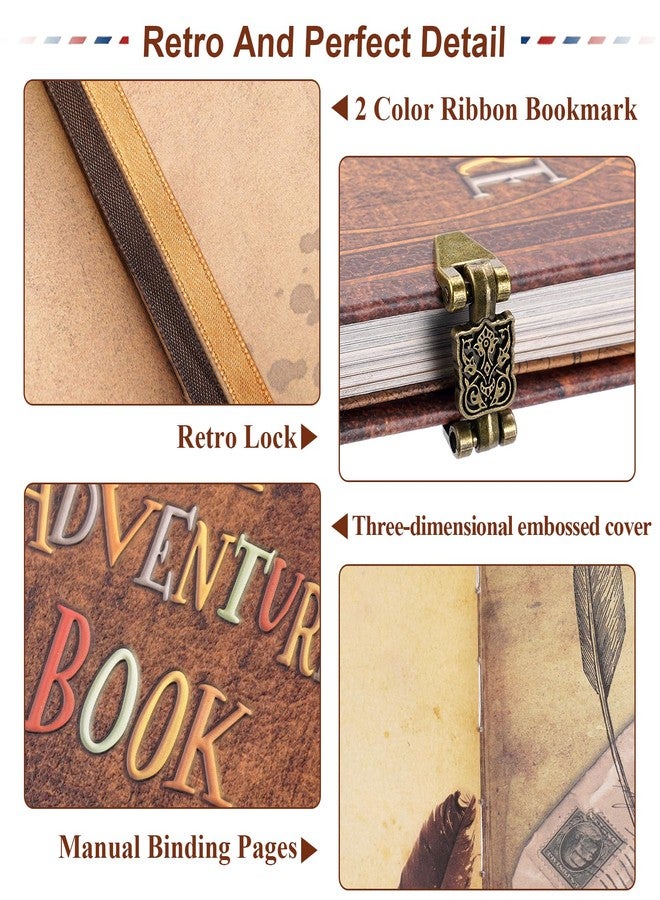 Tpudn My Adventure Book Scrapbook 124 Pages Retro Style Embossed Photo Album,DIY Handmade Memory Travel Diary Photo Scrapbook for Couples,Anniversary,Wedding,Valentines Day Gifts(Brown) - Image 4