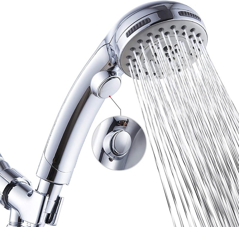 DOILIESE High Pressure 6 Setting Shower Head Hand-Held with ON/OFF Switch and Spa Spray Mode - Hand Held Shower Head with Handheld Spray - Shower Head with Hose - Chrome - Image 1