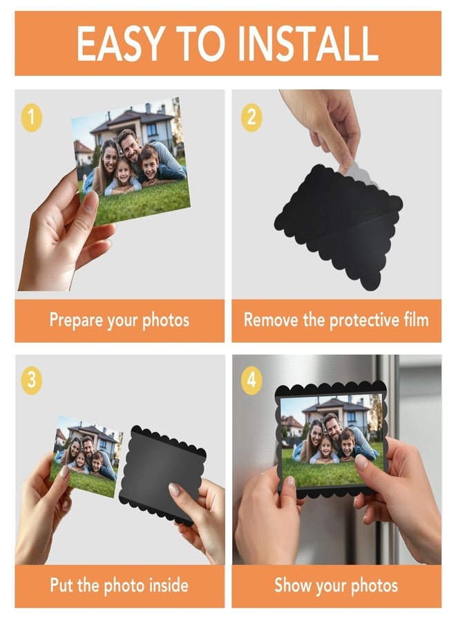 Mingting Magnetic Picture Frame, 6 Pack Magnetic Frame Reusable, Magnetic Photo Frames for Refrigerator 5x7” With Wavy Border, Refrigerator Magnets for Pictures Suitable Home, School, Office (5x7 - Image 3