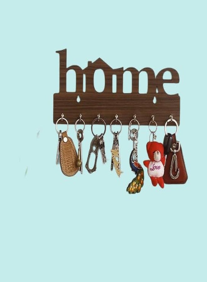 HomeEcho حامل مفاتيح خشبي فاخر من هوم إيكو (29 سم × 13.5 سم × 0.4 سم، خشب) 7 خطافات - قطع ديكور منزلية (جوز) - Image 1