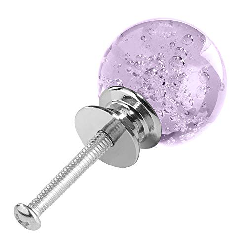 ANJUU 12 Pcs 30mm Round Shape Bubble Crystal Glass Cabinet Knobs with Screws Drawer Knob Pull Handle Used for Kitchen, Dresser, Door, Cupboard (Lavender) - Image 3
