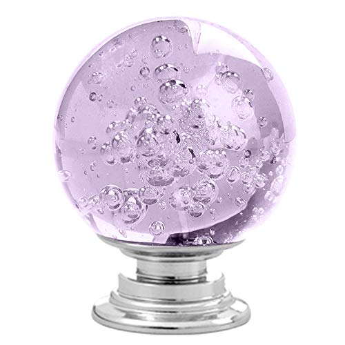 ANJUU 12 Pcs 30mm Round Shape Bubble Crystal Glass Cabinet Knobs with Screws Drawer Knob Pull Handle Used for Kitchen, Dresser, Door, Cupboard (Lavender) - Image 5