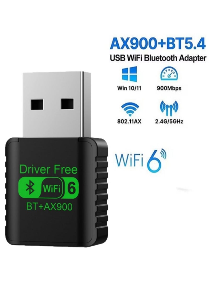 USB WiFi 6 Adapter, AX900Mbps Dual Band 2.4/5GHz with Bluetooth 5.4, Plug & Play, Windows 11/10 Driver-Free, Wireless Network Adapter WiFi Adapter for PC Desktop Laptop - Image 4