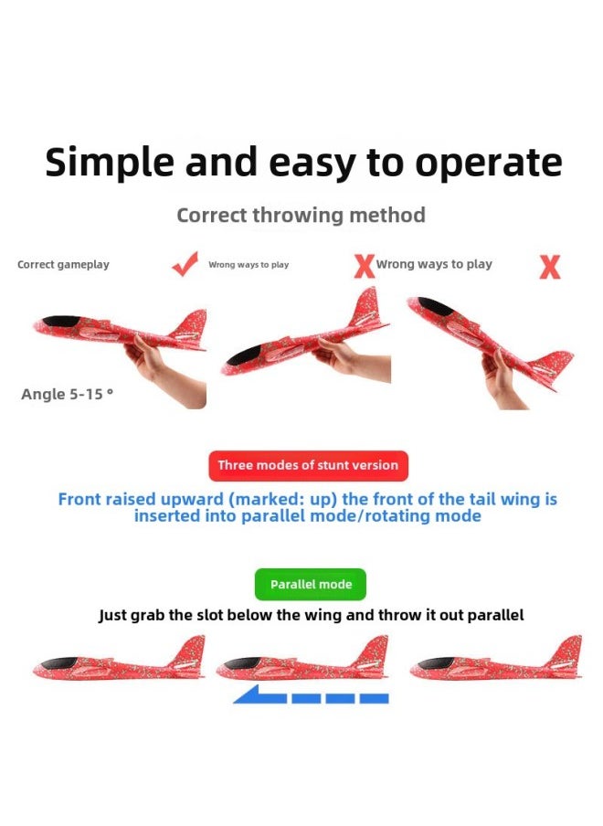 Large Hand Throwing Aircraft Foam Glider Light Foam Swing Aircraft Model Toy Square Wholesale-Color:24cm Small Aircraft  - Image 5