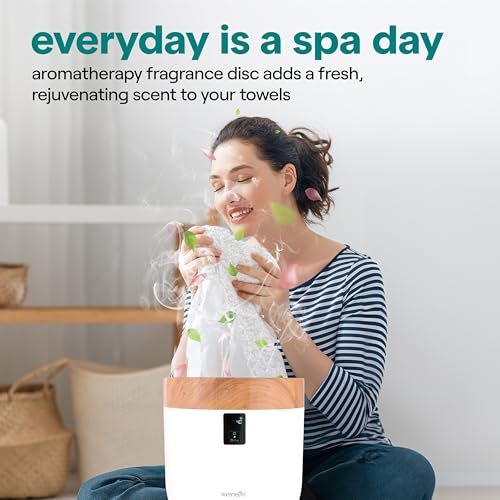 SereneLife Counter Towel Warmer Bucket - with Customized Fragrance for Spa and Bathroom, Luxury Heater, Auto Shut Off, Fits 1 Large Blanket, Bathrobe, PJs (Natural) - Image 4