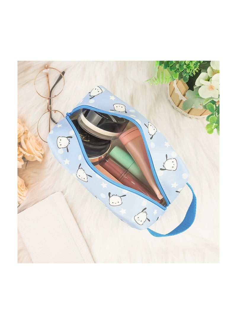 KASTWAVE Cute Makeup Bag Portable, Cartoon Large Capacity PU Leather Travel Small Toiletry Bag Cosmetic Pouch with Zipper, Kawaii Waterproof Skin Care Bags Pencil Bag for Girls Women - Image 2