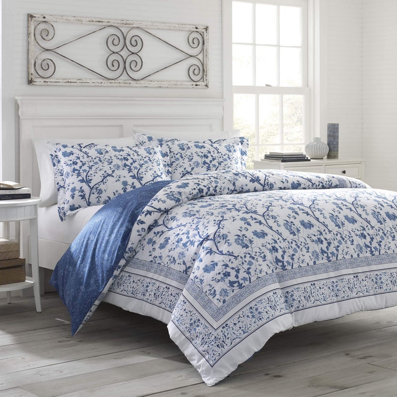 Laura Ashley - Twin Duvet Cover Set, Reversible Cotton Bedding with Matching Sham, Home Decor for All Seasons (Charlotte Blue, Twin) - Image 5