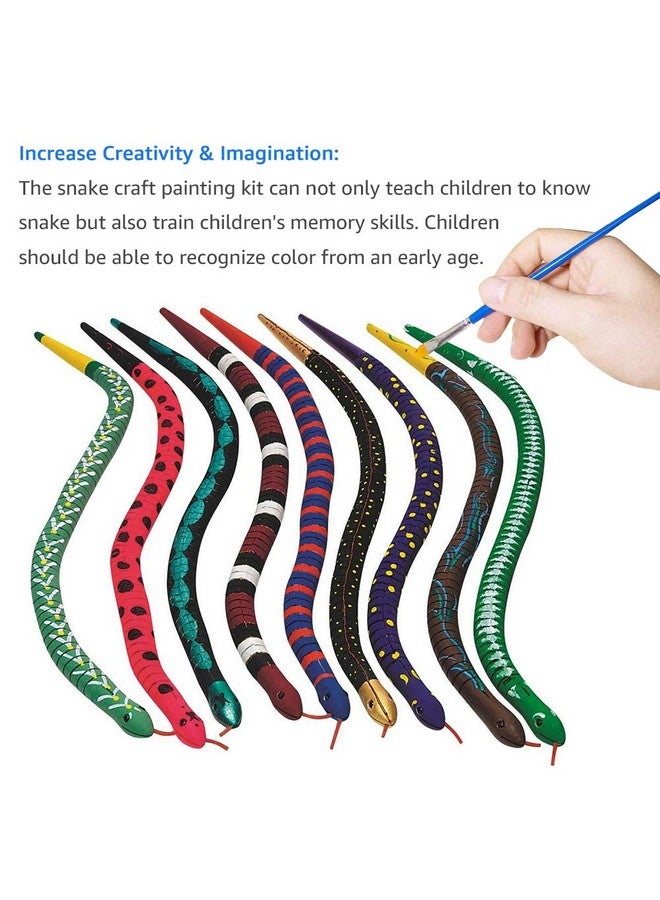 AP ARTSPER Unfinished Wooden Wiggly Snakes 8 Pcs with 12 Colors Acrylic Craft Paint and 2 Paint Brush - 12” Flexible Natural Timber Snake for Arts and Crafts Themed Birthday Party Supplies, Halloween Prop Toys  - Image 3