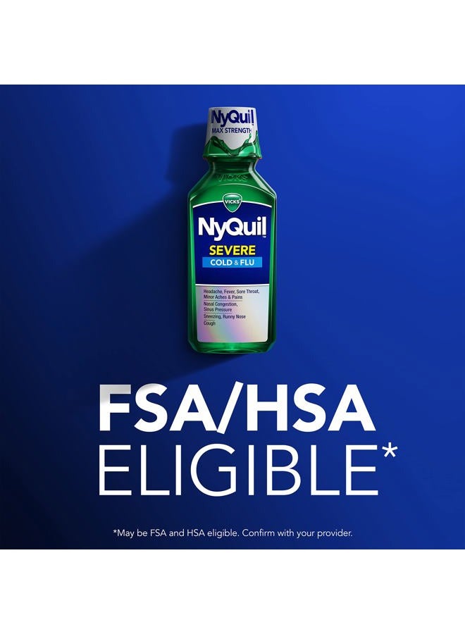 Vicks دواء سائل نايكويل الشديد لعلاج البرد والإنفلونزا، أقصى قوة، تخفيف ليلي لـ 9 أعراض للصداع، الحمى، التهاب الحلق، احتقان الأنف، ضغط الجيوب الأنفية، سيلان الأنف، السعال، 8 أونصة سائلة - Image 5