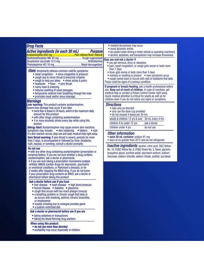 Vicks دواء سائل نايكويل الشديد لعلاج البرد والإنفلونزا، أقصى قوة، تخفيف ليلي لـ 9 أعراض للصداع، الحمى، التهاب الحلق، احتقان الأنف، ضغط الجيوب الأنفية، سيلان الأنف، السعال، 8 أونصة سائلة - Image 2