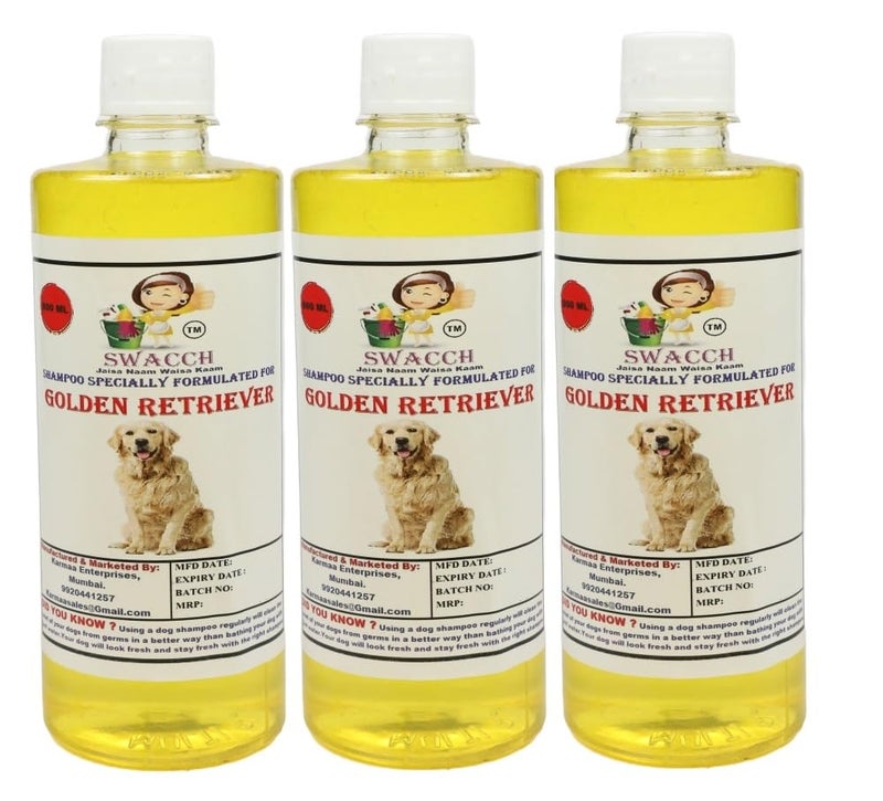 swacch Shampoo | Puppy Safe Shampoo | PH Balanced | Ditch to Itch for Golden Retriever Dog Shampoo 500ml Pack of 3 (Lemon) + Spike Ball Chew Toy Combo Pack - Image 2